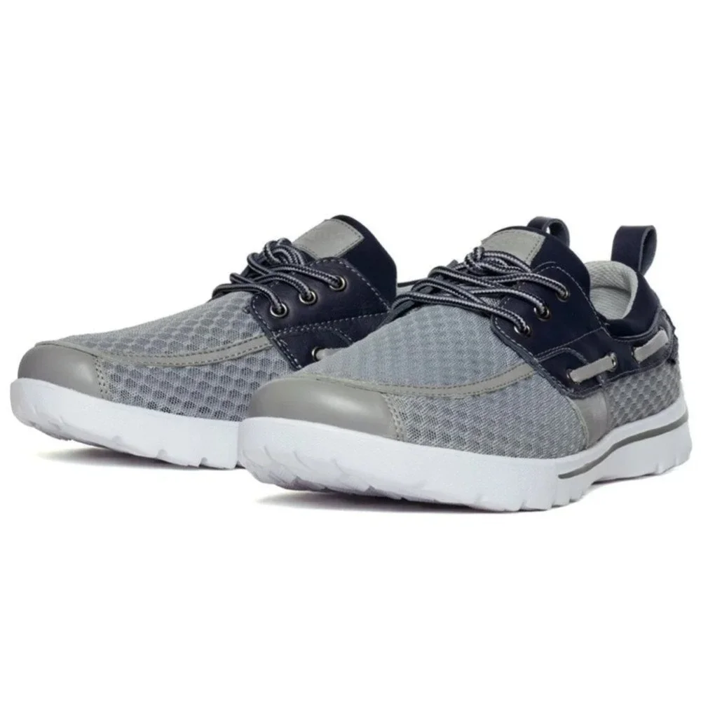 Skuze Del Marina Mens Boat Shoes Grey Navy Blue Mesh Lightweight Size 5